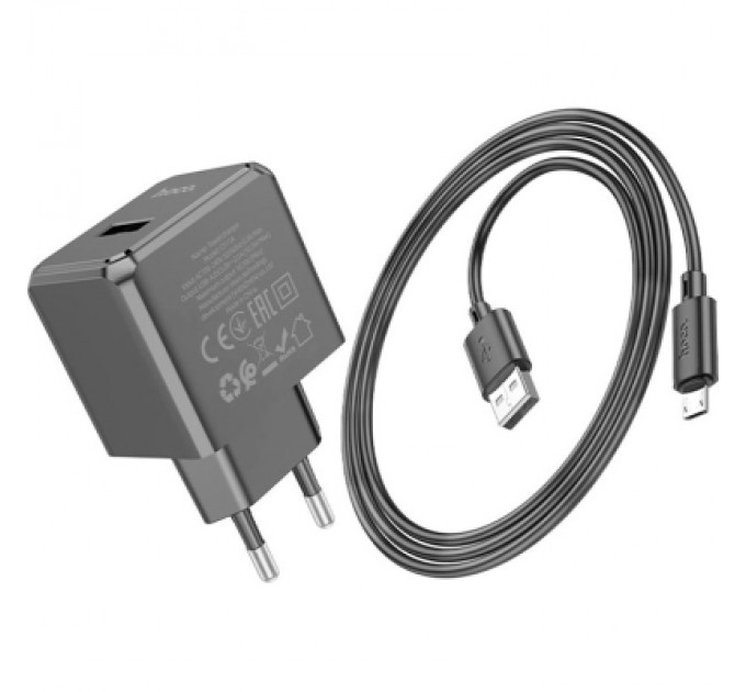 HOCO Зарядний пристрій HOCO CS11A Ocean USB + cable USB to Micro 5P 10.5W Black (6942007603584)