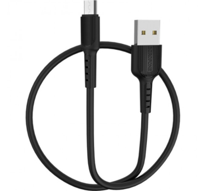Дата кабель USB 2.0 AM to Micro 5P 1.0m 2A PVC BX16 black BOROFONE (6957531099499)