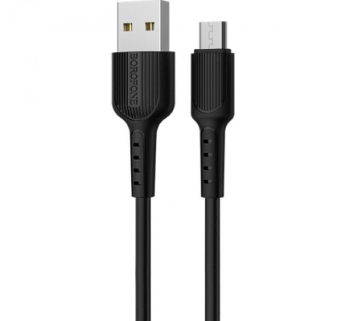 Дата кабель USB 2.0 AM to Micro 5P 1.0m 2A PVC BX16 black BOROFONE (6957531099499)