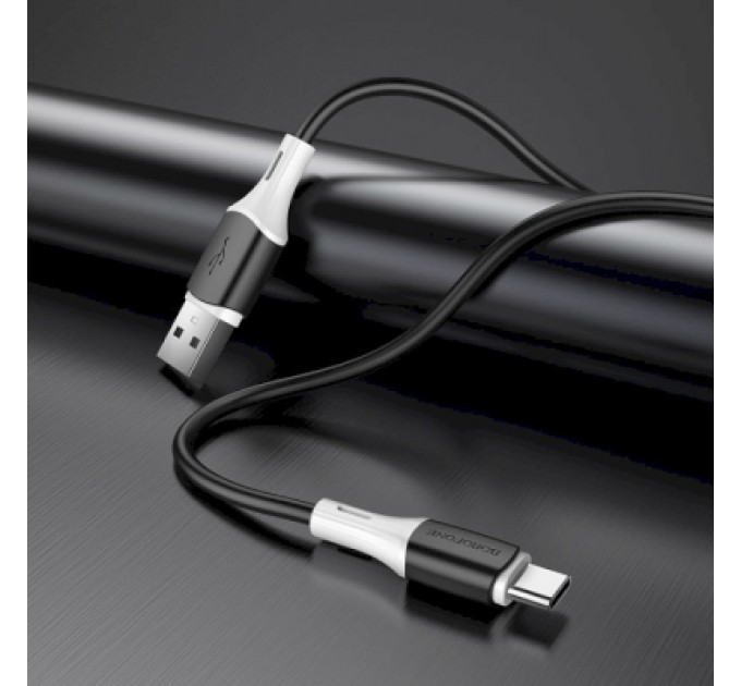 BOROFONE Дата кабель USB 2.0 AM to USB-C 1.0m 3A silicone BX79 black BOROFONE (6974443384789)
