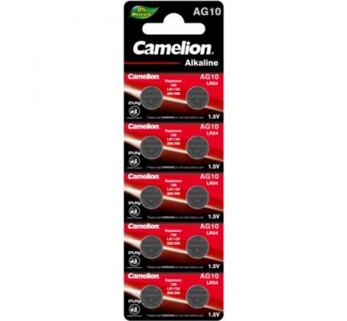 Camelion Батарейка AG10 / LR1130 / LR54 / V10GA Alkaline * 10 Camelion (AG10-BP10)