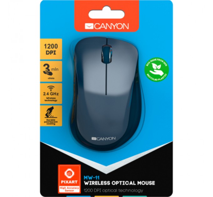 Мишка Canyon MW-11 Wireless Pixart Blue (CNE-CMSW11BL)