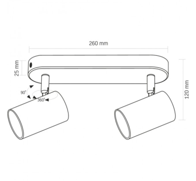 Videx Світильник точковий Videx під лампу 2xGU10 накладний поворотний (VL-SPF05B-BPB)