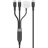 Кабель Promate USB Type-C - 2хUSB Type-C 100W Apple Watch Charger 5W (M/M), 5A, 1.4 м, Black (fusion-ccw.black)