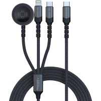 Кабель Promate USB Type-C - USB Type-C (M/M) Lightning 27W 60W Apple MagSafe 1 2.5W, 4A, 1.5 м, Black (icharge-trio.black)