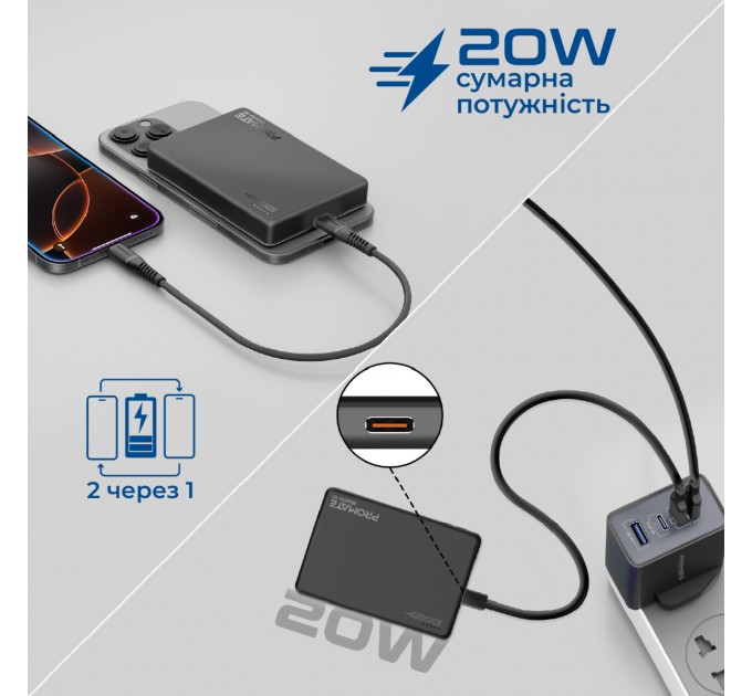 Promate Універсальна мобільна батарея Promate Blade-10 MagSafe 10000mAh 20W Black
