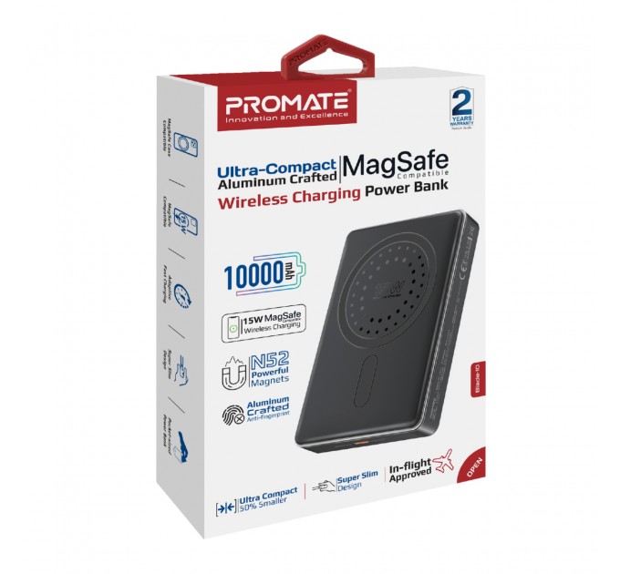 Promate Універсальна мобільна батарея Promate Blade-10 MagSafe 10000mAh 20W Black