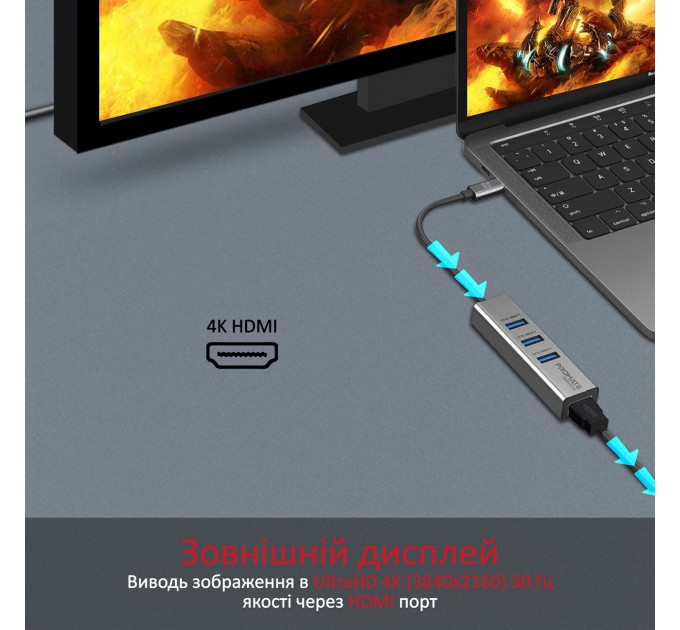 Promate USB-хаб Promate MediaHub-C3 USB Type-C Grey