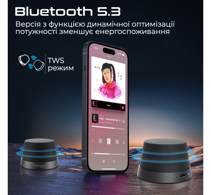 Promate Акустична система Promate Punch 3W Black