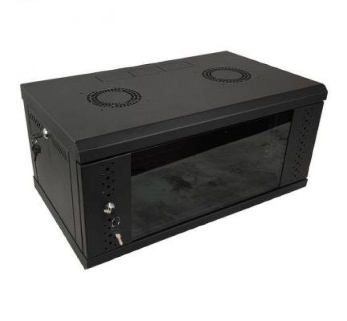Eserver Шафа настінна Eserver 4U 19" 600х350х284 (Ш*Г*В), скло, чорна (ES-Е435B)
