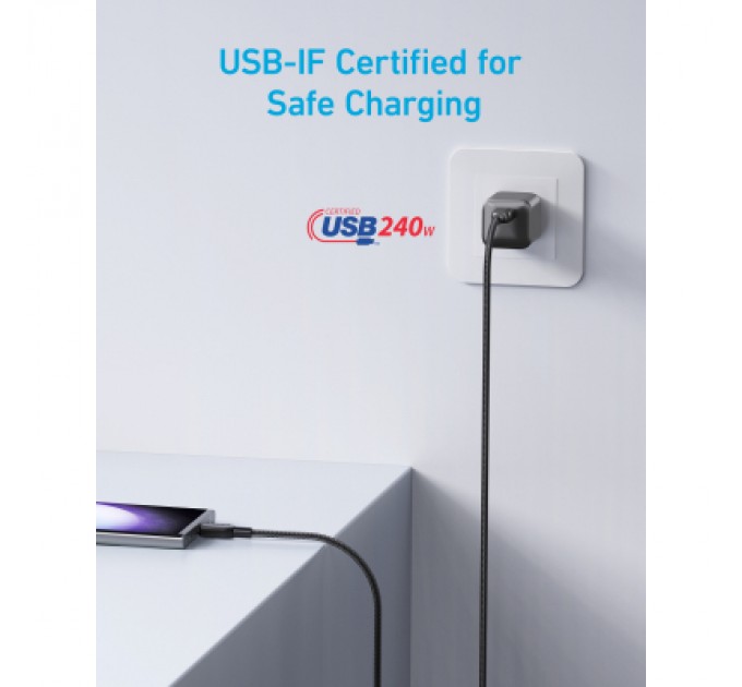 Anker Дата кабель USB-C to USB-C 0.9m 240W nylon 310 black Anker (A81D5H11)