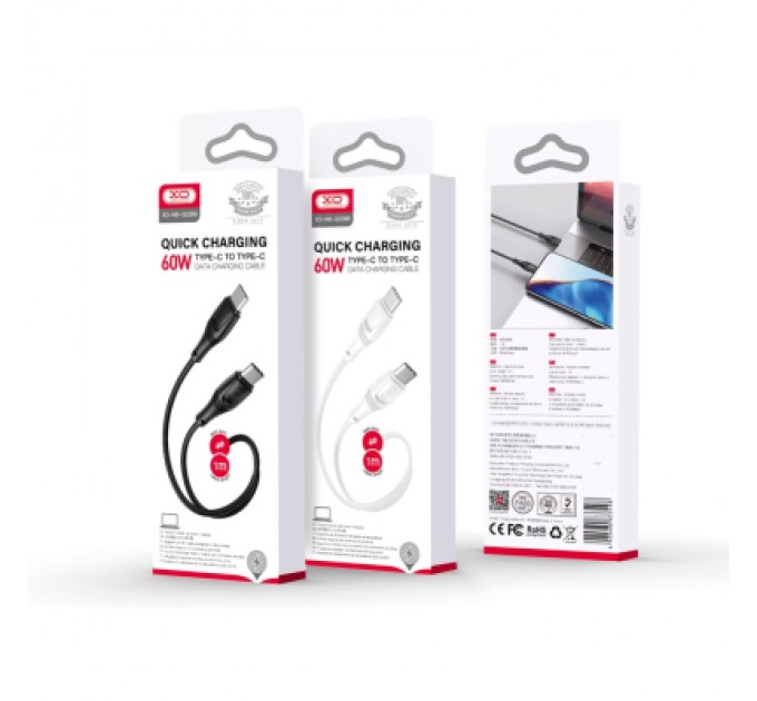Дата кабель USB-C to USB-C 1.0m 60W High Elastic Zeus XO (NBQ239B_White)