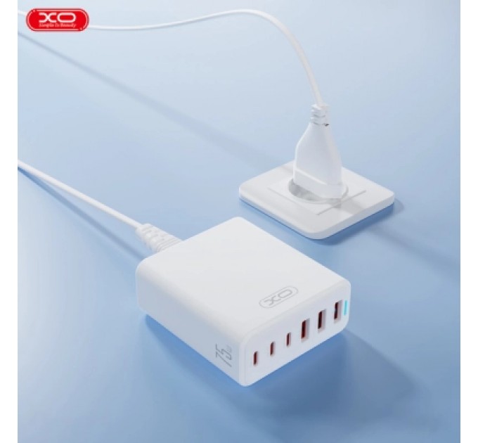 Зарядний пристрій XO L133 3xUSB-A + 3xUSB-C 75W White (L133.white)