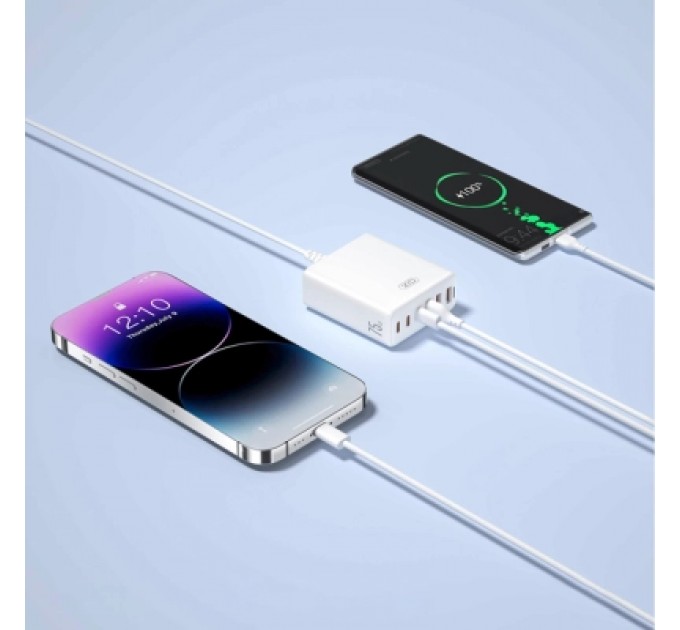 Зарядний пристрій XO L133 3xUSB-A + 3xUSB-C 75W White (L133.white)