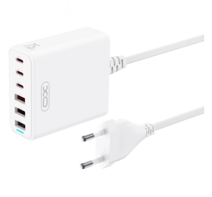 Зарядний пристрій XO L133 3xUSB-A + 3xUSB-C 75W White (L133.white)