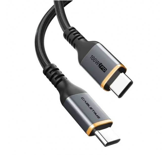 Cabletime Кабель Cabletime USB Type-C - USB Type-C (M/M) PD 100W, 1 м, Black (CU03L)