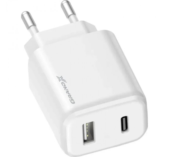 Зарядний пристрій Grand-X CH-890 Fast Charge 1xUSB-C PD20W + 1xUSB QC4.0 + AFC SCP FCP Black (CH-890)