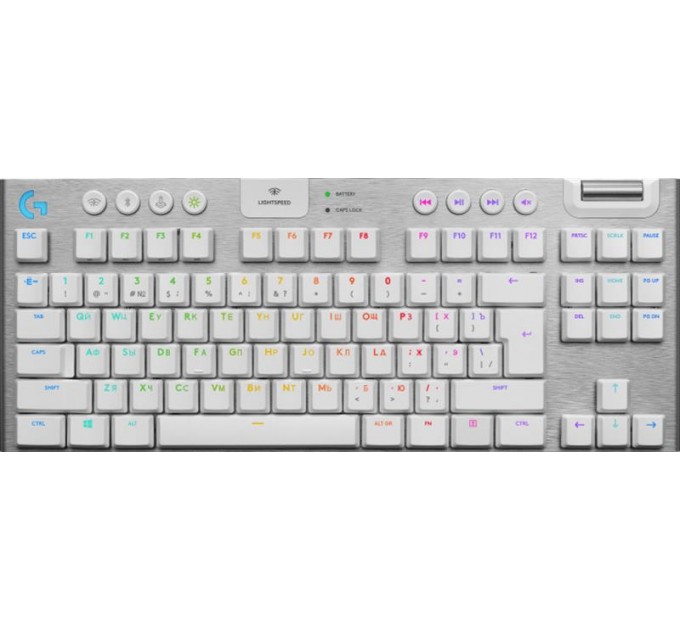 Logitech Клавiатура бездротова Logitech G915 Gaming TKL Tenkeyless LightSpeed Wireless RGB Mechanical White (920-009664)