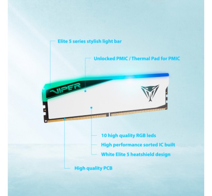 Модуль пам'яті для комп'ютера DDR5 32GB (2x16GB) 7000 MHz Viper Elite 5 RGB Patriot (PVER532G70C32KW)