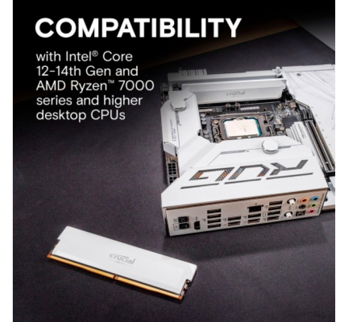 Модуль пам'яті для комп'ютера DDR5 16GB 6400 MHz Pro Overclocking White Micron (CP16G64C38U5W)