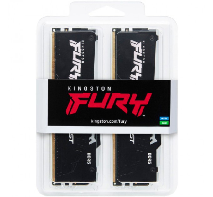 Модуль пам'яті для комп'ютера DDR5 64GB (2x32GB) 5600 MHz Beast RGB EXPO Black Kingston Fury (ex.HyperX) (KF556C36BBE2AK2-64)