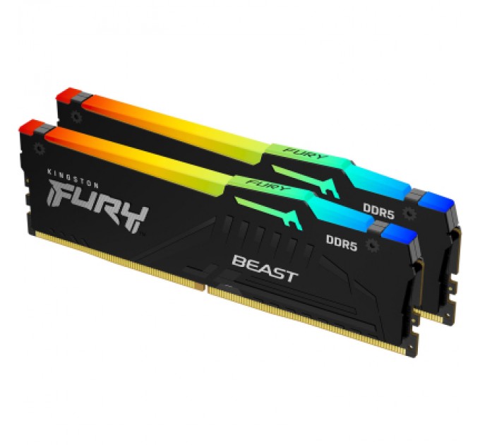 Модуль пам'яті для комп'ютера DDR5 64GB (2x32GB) 5600 MHz Beast RGB EXPO Black Kingston Fury (ex.HyperX) (KF556C36BBE2AK2-64)