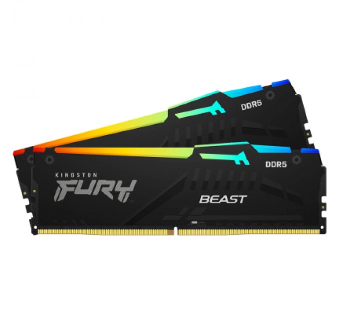 Kingston Fury (ex.HyperX) Модуль пам'яті для комп'ютера DDR5 64GB (2x32GB) 6000 MHz Beast RGB EXPO Black Kingston Fury (ex.HyperX) (KF560C36BBE2AK2-64)