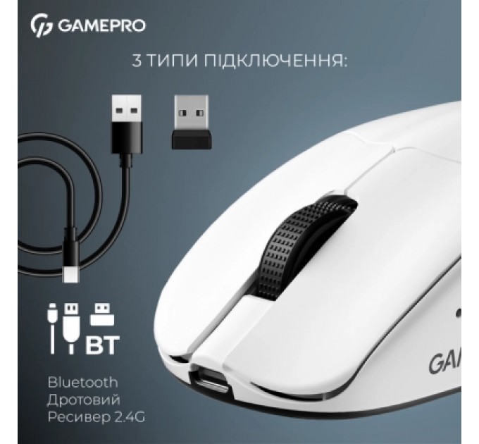 Мишка GamePro Asgard Surt Wireless/Bluetooth/USB White (GM017W)