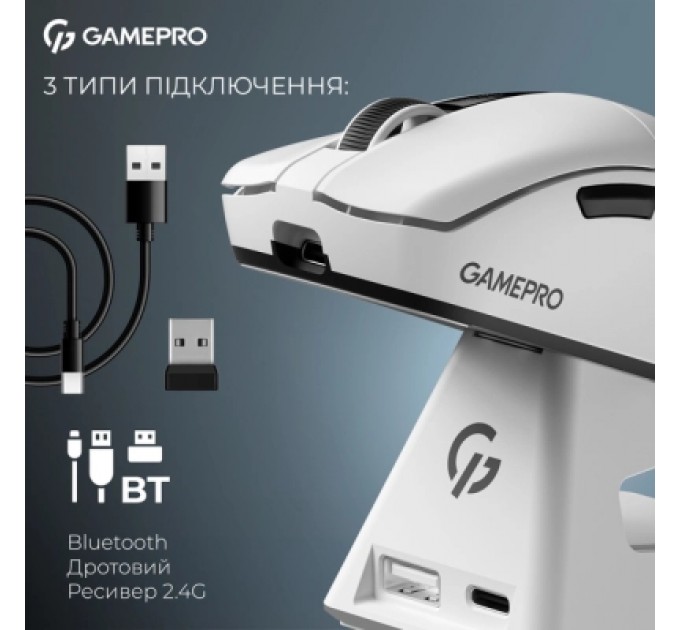 Мишка GamePro Asgard Thor Wireless/Bluetooth/USB White (GM023W)