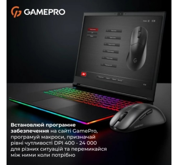 GamePro Мишка GamePro Genesis Avenger Wireless/Bluetooth/USB Black (GM096B)