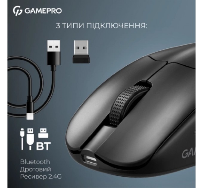 Мишка GamePro Asgard Surt Wireless/Bluetooth/USB Black (GM017B)