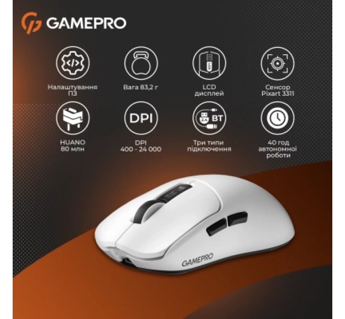 GamePro Мишка GamePro Genesis Ranker Wireless/Bluetooth/USB White (GM012W)