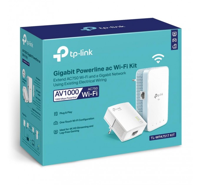 Комплект гігабітних Powerline адаптерів, TL-WPA7517 KIT TP-LINK