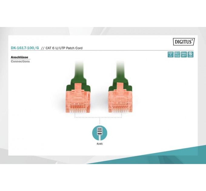 Assmann Патч корд CAT6 U/UTP 10M DK-1617-100/G DIGITUS by ASSMANN