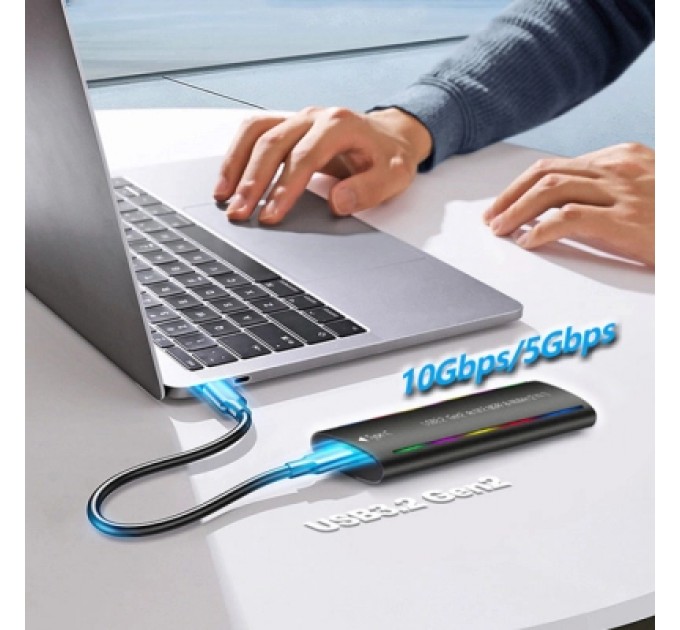 Кишеня зовнішня Dynamode M.2 SSD NVMe/SATA combo USB3.2 GEN2 Type-C aluminium black (DM-CAD-SSD10)