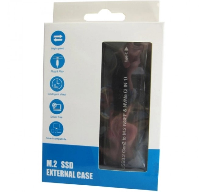 Кишеня зовнішня Dynamode M.2 SSD NVMe/SATA combo USB3.2 GEN2 Type-C aluminium black (DM-CAD-SSD10)