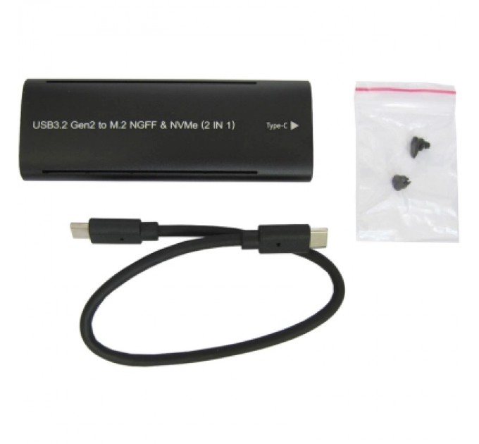 Кишеня зовнішня Dynamode M.2 SSD NVMe/SATA combo USB3.2 GEN2 Type-C aluminium black (DM-CAD-SSD10)