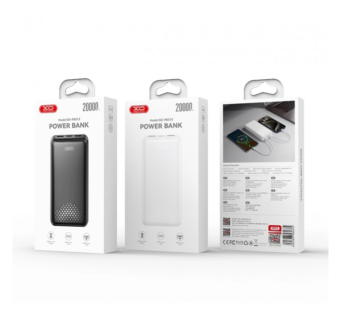 XO Універсальна мобільна батарея XO PB313 20000mAh 10W Black