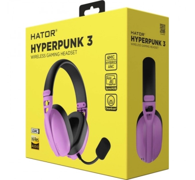 Навушники Hator Hyperpunk 3 Wireless Hi-Res SyncHUB connection Cyber Violet (ESH19)