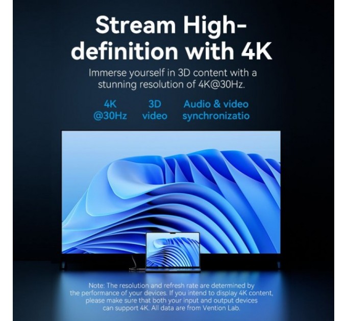 Vention Кабель Vention DisplayPort - HDMI (M/M), 5 м, Black (HFOBJ)