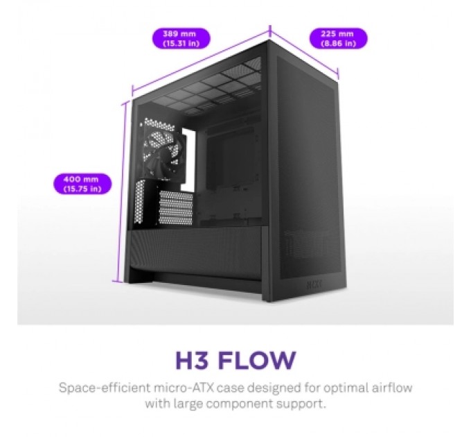 Корпус NZXT H3 Flow All Black (CC-H31FB-01)