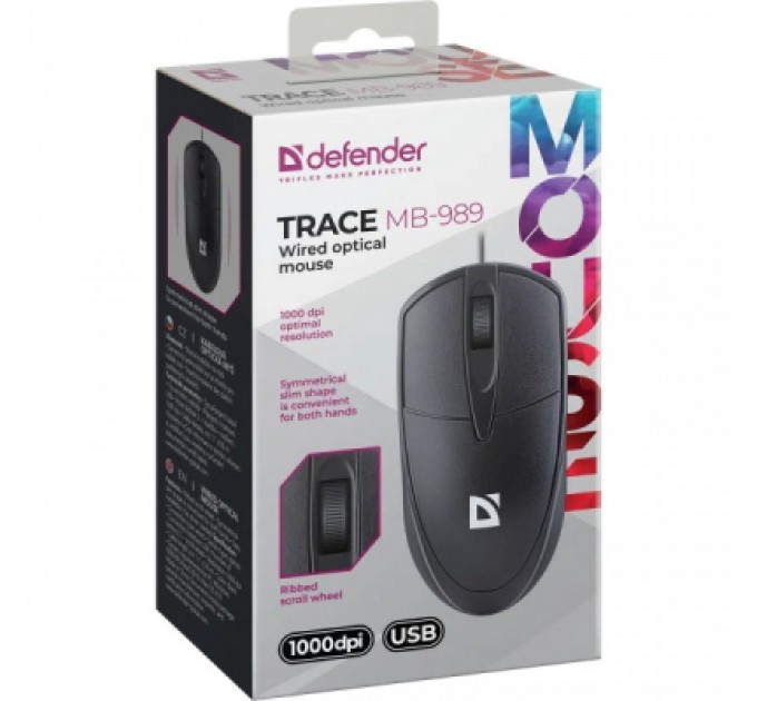 Defender Мишка Defender Trace MB989 USB Black (52989)