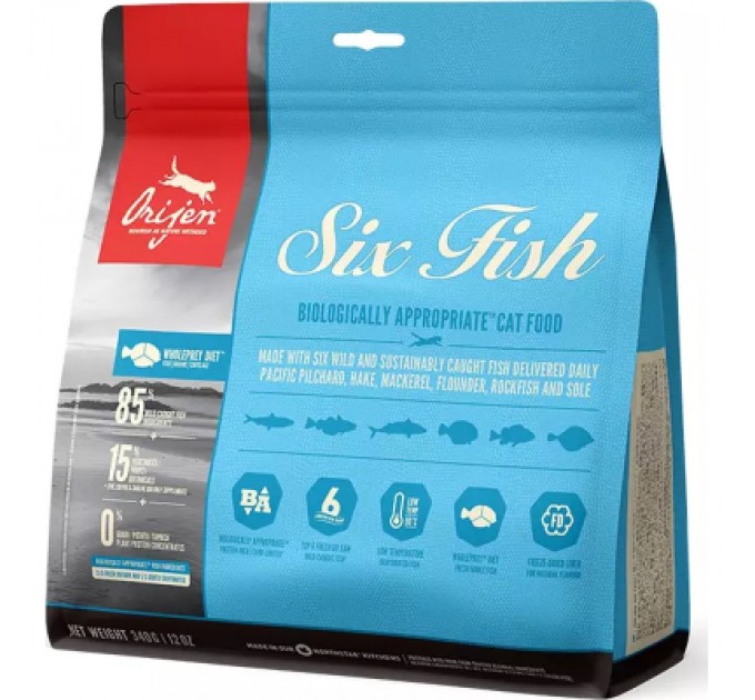 Orijen Сухий корм для кішок Orijen 6 Fish Cat&kitten 340 г (0064992281342)