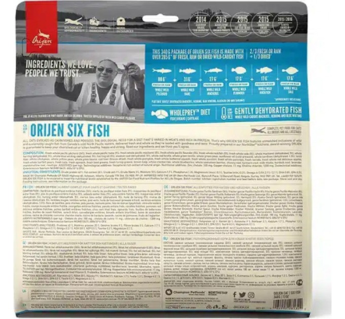 Orijen Сухий корм для кішок Orijen 6 Fish Cat&kitten 340 г (0064992281342)