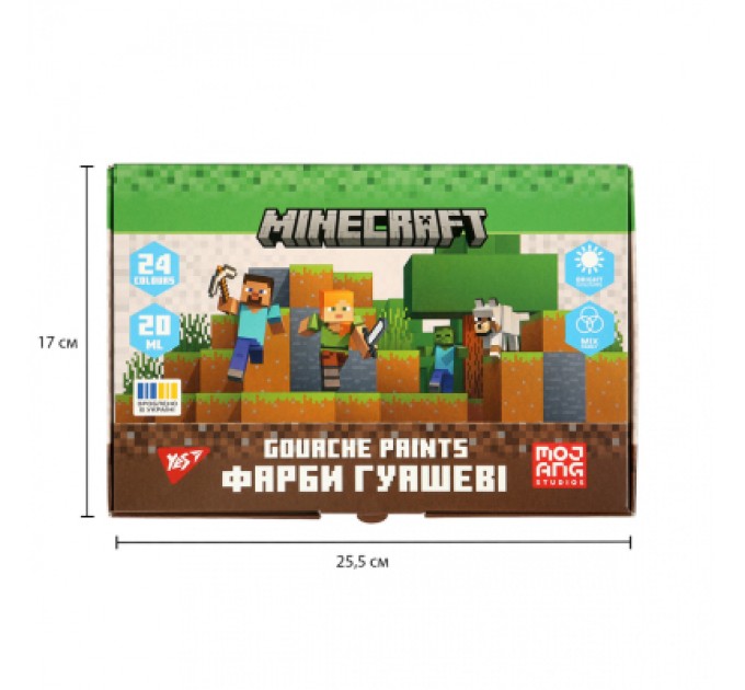 Yes Гуашеві фарби Yes Minecraft 24 кольорів по 20 мл (230409)