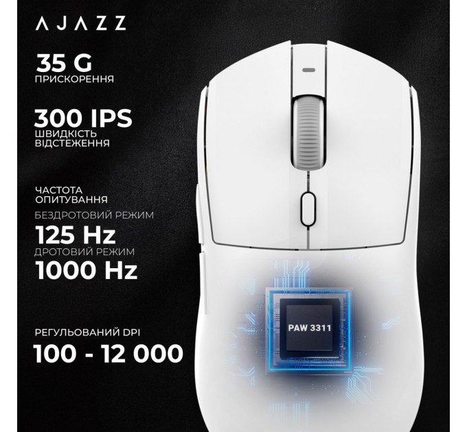 Ajazz Миша бездротова Ajazz AJ139 V2 White (AJ139-V2-MC-W)