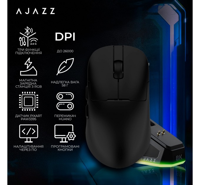 Ajazz Миша бездротова Ajazz AJ159Pro White (AJ159-PRO-W)