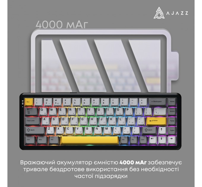 Ajazz Клавіатура бездротова Ajazz AK680 Max (8+8K) Magnetic Switch Black (AK680-M-BGY-A)