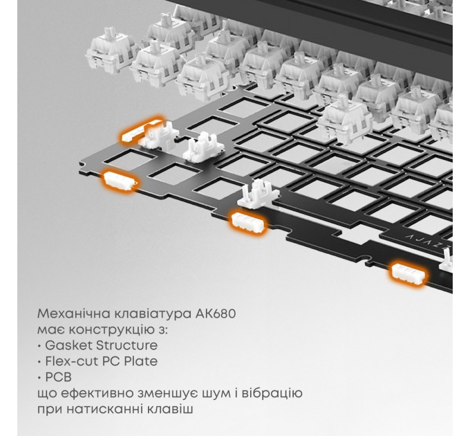 Ajazz Клавіатура бездротова Ajazz AK680 Max (8+8K) Magnetic Switch White (AK680-M-BWD-A)