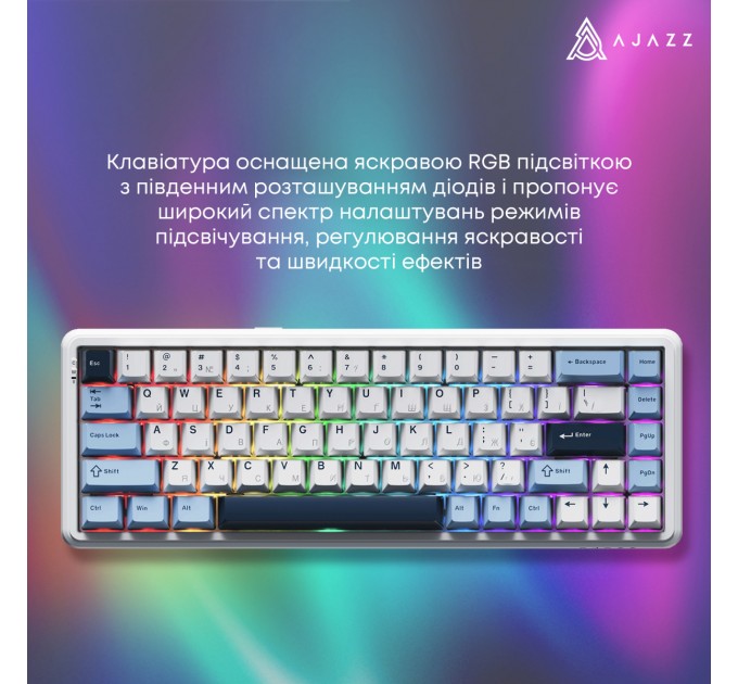 Ajazz Клавіатура бездротова Ajazz AK680 Max (8+8K) Magnetic Switch White (AK680-M-BWD-A)